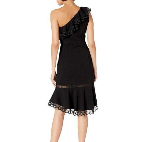 Nanette Nanette Lepore Sleeveless One Shoulder Knit Dress W/high-Low Flounce 4 - Picture 3 of 5